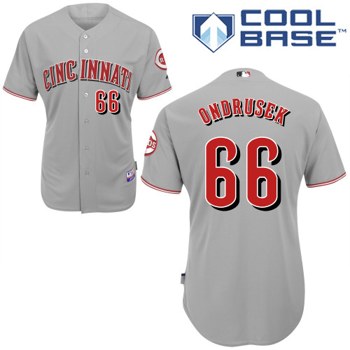 Logan Ondrusek #66 MLB Jersey-Cincinnati Reds Men's Authentic Road Gray Cool Base Baseball Jersey